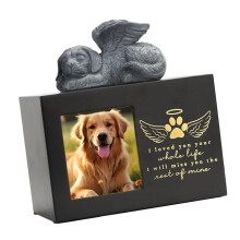 Huisdier Crematie Asdoos met Fotolijst-Engel Hond Voeg Box toe