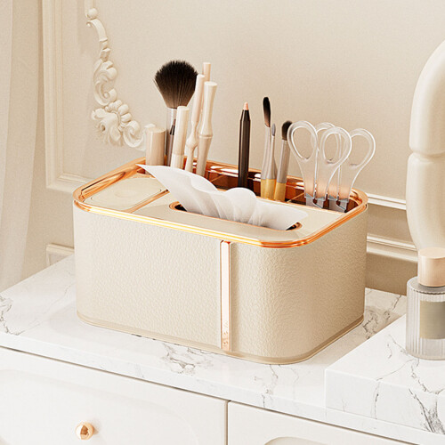 Support de mouchoirs de bureau multifonctionnel, Base-brun 2