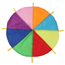 Kids Parachute With Handles, Large Fabric Gymnastics Parachute For Cooperative Team Play, 3 Meters, Eight Colors