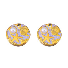 2Pcs Stainless Steel Sea Inspired Starfish Leaf-Golden Purple