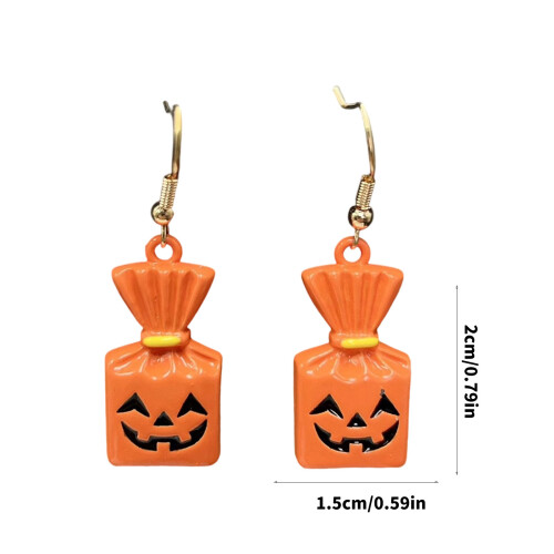 Lightweight Comfortable Alloy Bat Pumpkin Earrings-Pumpkin 1 1