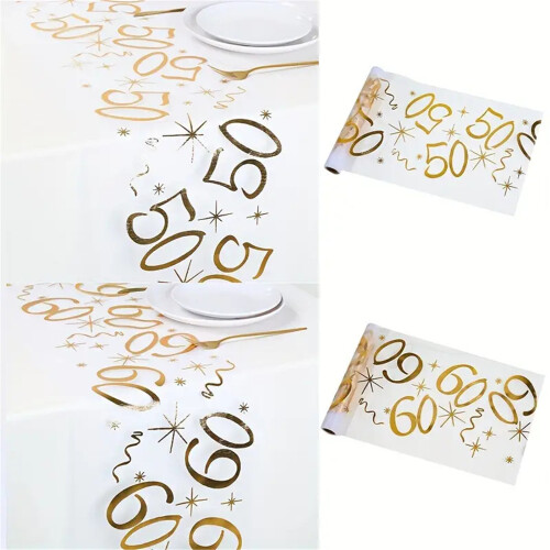 Chemin de Table de fête d'anniversaire-40 ans doré 28cmx1000cm 1