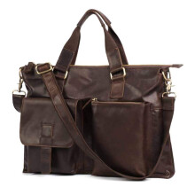 Business Bag Men's 17 Inch Laptop Tote, Cowhide Leather, AntiTheft Satchel, One Size Crossbody Briefcase, Chocolate
