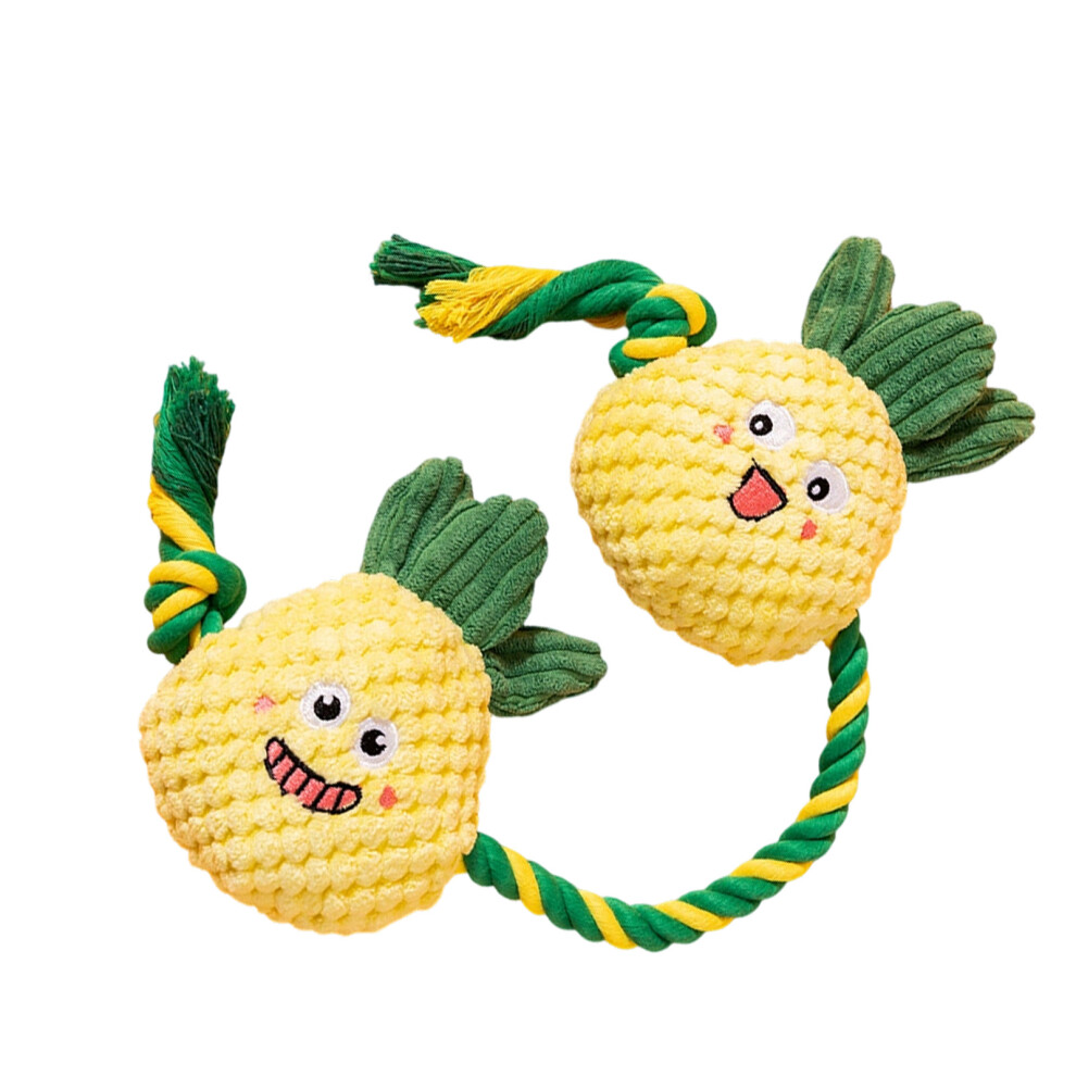Interactive Squeaky Plush Dog Rope Toy for Tug Play-Pineapple