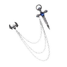 Stylish Crucifix Swords Wing Brooch Fashion Jewelry-Silver