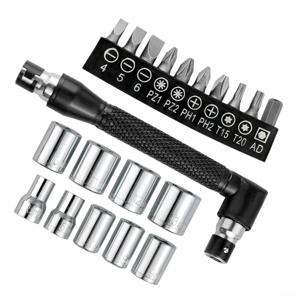 21Piece Socket Wrench Screwdriver Set 1/4 Inch Hex Socket Doubleended Twrench Tool Kit For Automotive Universal Compatibility 9365049232500