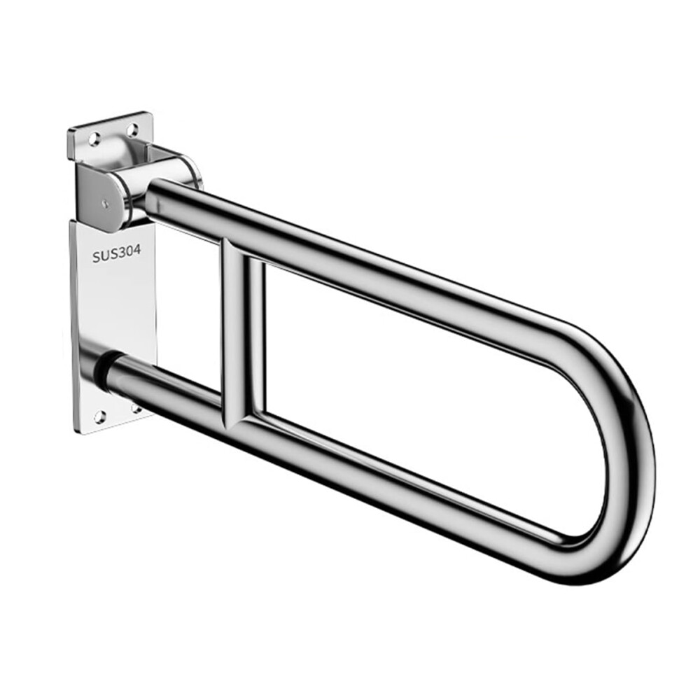 White Handicap Grab Bars, Stainless Steel Flipup Wallmount Safety Handrails, 70Cm, For Toilet And Shower,