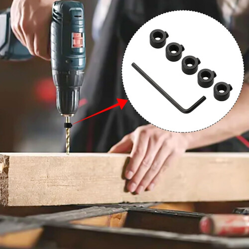 Comprehensive Woodworking Toolset 5 Count Depth Stop Collars for Woodworking with Wrench Tool 5mm 2