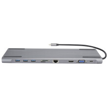 Stáisiún Dugaireachta USB C do Ríomhairí Glúine, Solúbthacht Trí Thaispeántas le HDMI VGA, Seachadadh Cumhachta Suas le 87W, Ethernet