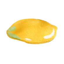 Sunshine Lemon Bath Mat, Playtime Cozy Lemon Cute Fruits Half Round Shaped Bedroom Bathroom Doorway Kitchen Floor Rug Carpet Water Absorption Non-Slip