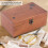 Sewing Basket, Pine Wood Needle Thread Storage Box, DIY Sewing Tools Organizer, Taraxacum Pattern Empty Box 3