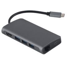 USB-C-Hub für schnelle Datenübertragung, 4K-HDMI-Videoausgang und Ethernet-Anschluss mit Kartenleser, Schnellladefunktion,