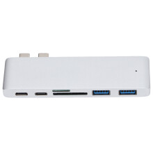Mini-Multiport-Hub mit USB-C-Adapter für MacBook Air (2018–2020) und MacBook Pro (2016–2020), 6-in-2-Anschluss, Aluminium-USB-Typ-C-Dongle mit