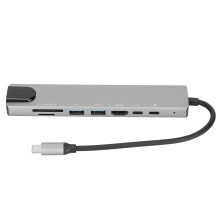 Cuibheoir Mol USB C Ethernet HDMI, Stáisiún Duga Ríomhaire Glúine 8In1 Le 4K HDMI RJ45Ethernet SD TF Léitheoir Cárta USB3.0PD100W Seachadadh