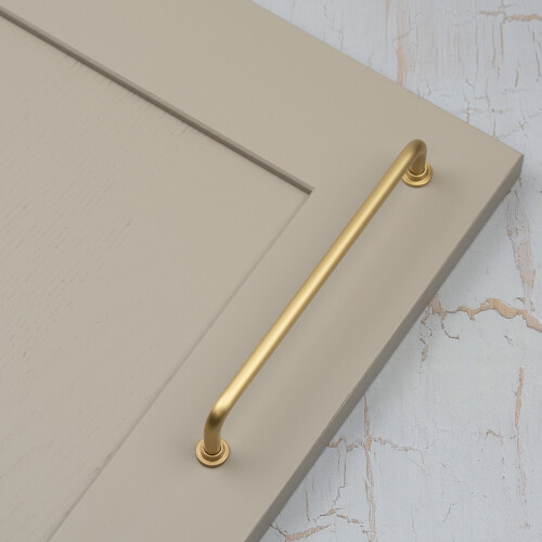 160mm Satin Brass Curved Cabinet Handle Gold Bar 1