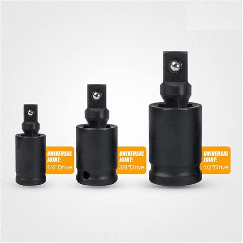 UJoint Impact Socket Adapter  Reducer Set  7Pack  1/4, 3/8, 1/2 Inch Drive UJoints  2 Adapters, 2 Reducers 2