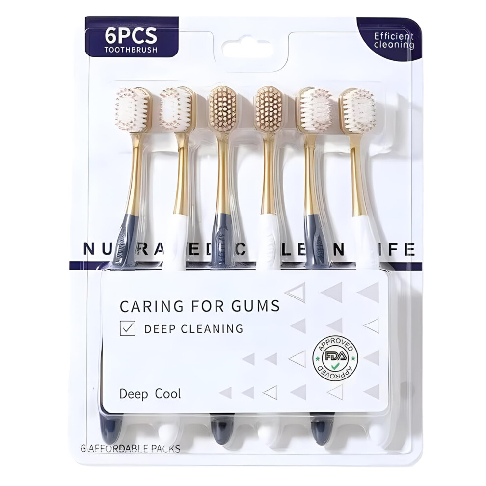 6Piece Toothbrush Multipack Wide Bristle Manual Toothbrushes Soft Bristles Travel Set Variety Colors Daily Enamel Care
