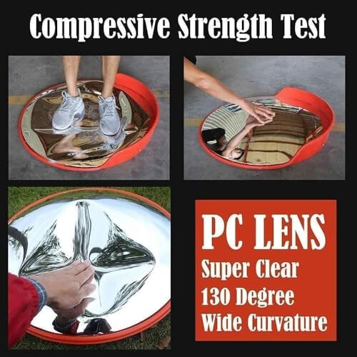 Traffic Mirror, WideAngle, ShatterProof PC Plastic, Adjustable Angle, Size 4580 cm (50 cm), Protection Accessories 1