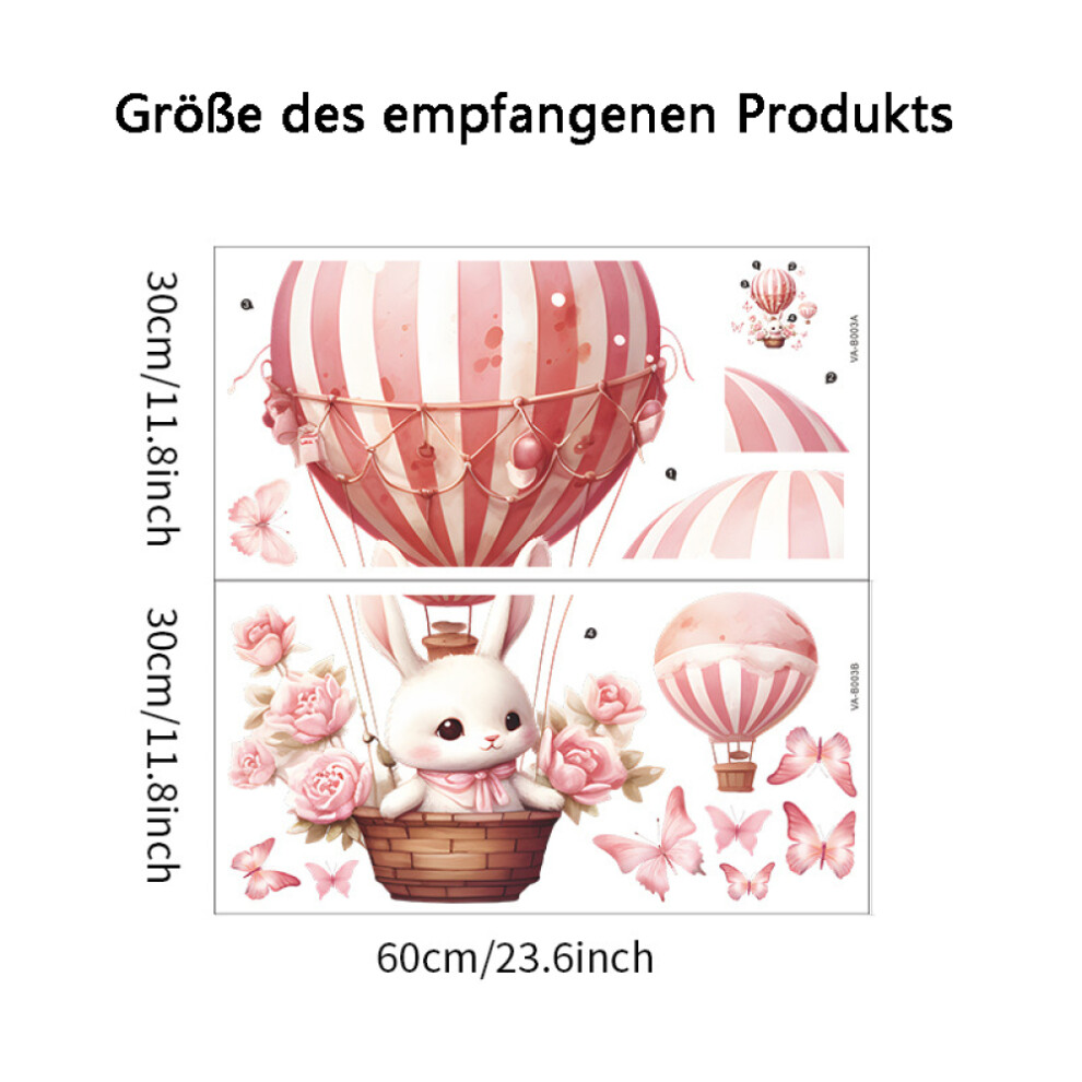 Creative Pattern Hot Air Balloon Wall Stickers, Light Color Removable Wall Decals for Smooth Surface Application, Watercolor Style Peel and Stick