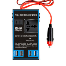 1500W 4USB Ports Car Power Inverter DC12V24V To AC220V Voltage Converter With Overload ShortCircuit Protection