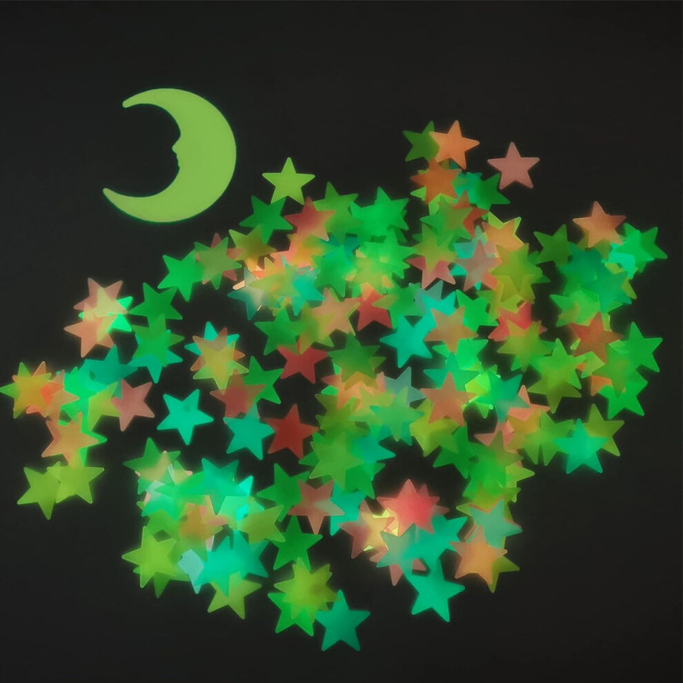 3D Design Glow In The Dark Stars, Luminous Plastic Wall Stickers For Bedroom Wall Ceiling, Creates A Warm Atmosphere And Stimulates Creativity