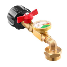 Propane Refill Adapter With Gauge, Solid Brass Connector, Quick Fill, Leak For Tanks