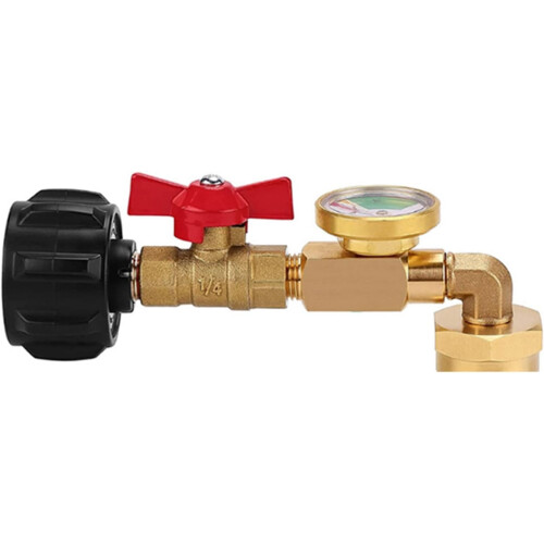 Propane Refill Adapter With Gauge, Solid Brass Connector, Quick Fill, Leak For Tanks 1