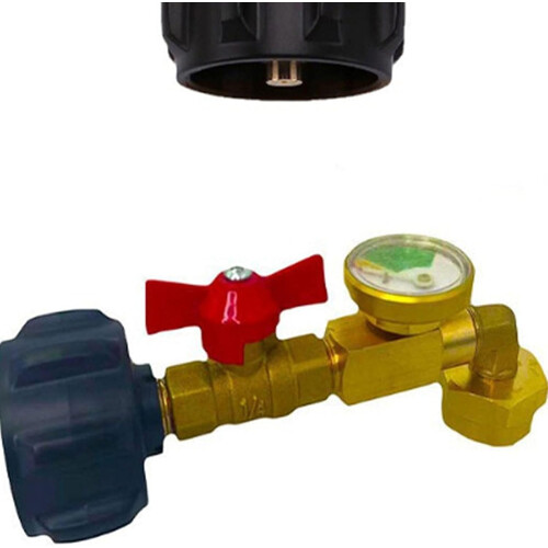 Propane Refill Adapter With Gauge, Solid Brass Connector, Quick Fill, Leak For Tanks 2