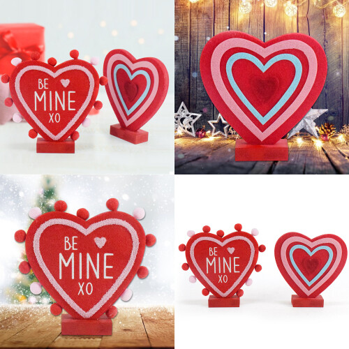 Distinctive Heart Figurine Display Ornament for-Red with words 2