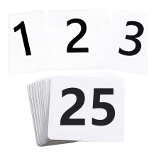 Convenient Numbered Seating Cards-1 to 25 black text on white