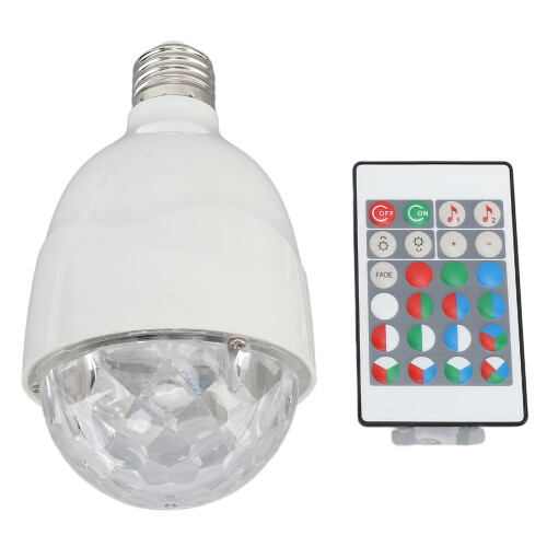 Colored Strobe Light Bulb RGB Color Rotating Bulb Multi-functional Sound Activated Party Lights Remote Control Projected Effect Dancing Light Disco Li 1