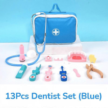 13Pcs Kids Dentist Pretend Play Kit, Wooden Medical Toy Set with Doctor Bag for Boys & Girls