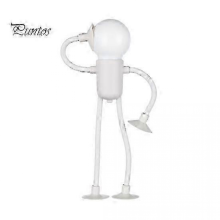 White LED Bedside Lamp, Changeable Shape Funny Night Light with Suction Cup, Soft Glow DIY Cute Light Bulb Man Mini Night Light