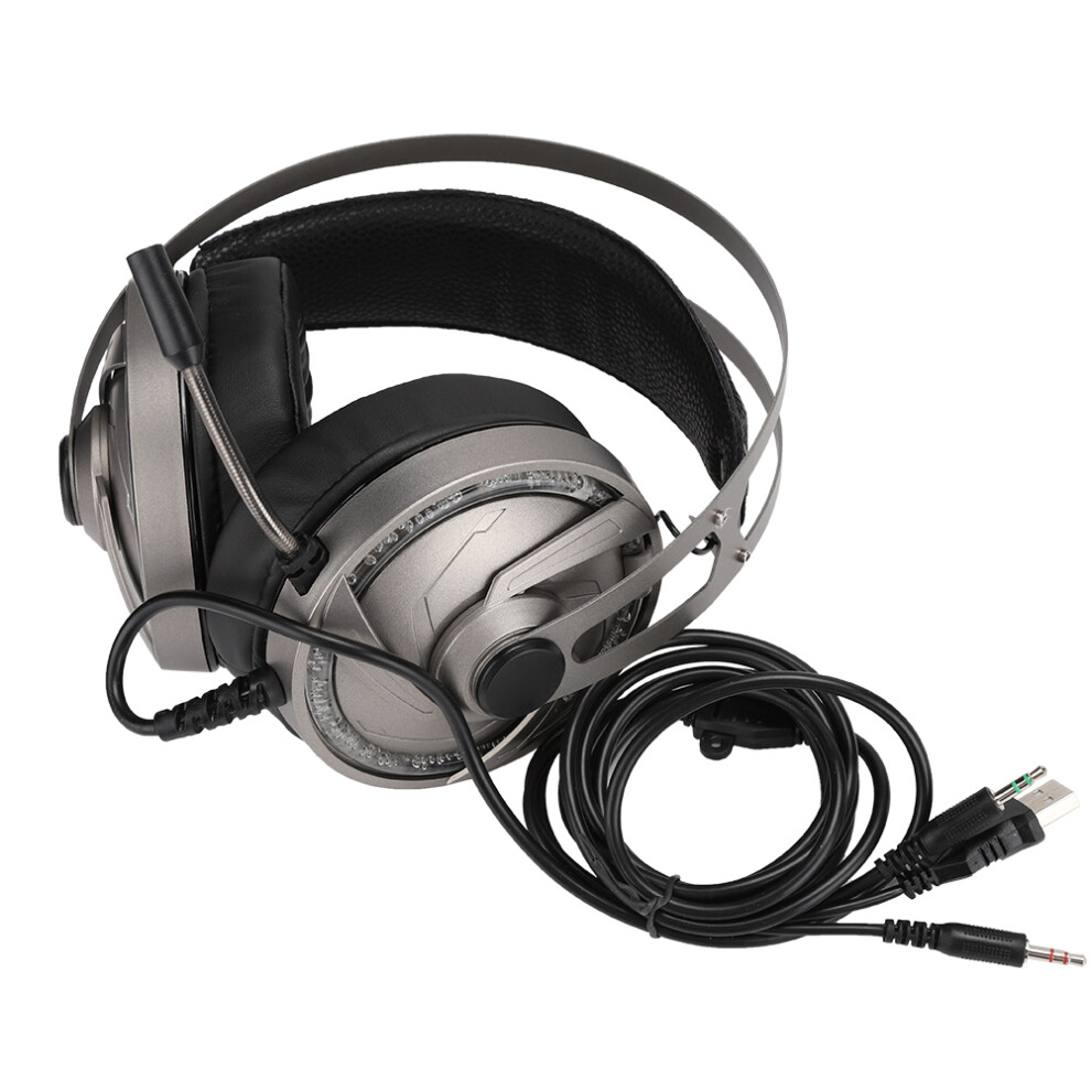 Gaming Headset With Microphone High-Resolution Audio Noise Canceling Surround Sound Rgb Led Adjustable Headband For Ps4 Xbox One Pc Mac Nintendo Light 9486358019610