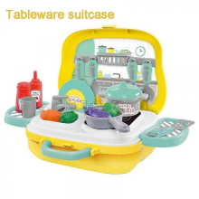 Valise de vaisselle et maquillage, jouets cuisine, outils, médecin, supermarché, valise à roulettes pour enfants