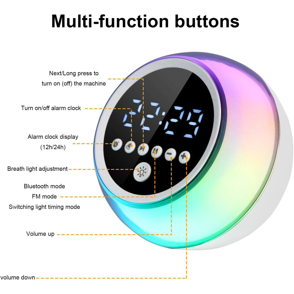 Sun & Moon Rise Kids Alarm Clock, Noise Sound Machine For Enhanced Sleep Routine White