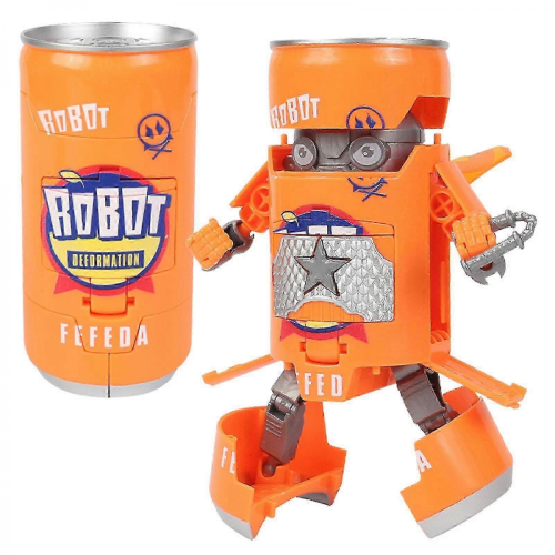 Orangefarbener Transformator-Roboter Spielzeug, Dosenfigur mit Verformungsfunktion, Kindergeschenk