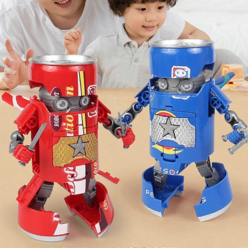 Orangefarbener Transformator-Roboter Spielzeug, Dosenfigur mit Verformungsfunktion, Kindergeschenk 1