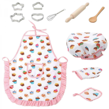 25-26-teiliges Koch- und Backset für Mädchen mit Schürze, Mütze, Topflappen und Utensilien