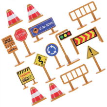 Ensemble de sécurité routière jaune 6x2x2 cm pour enfants – Panneaux miniatures et autocollants personnalisables