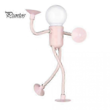 Pink LED Bedside Lamp, Changeable Shape Funny Night Light with Suction Cup, Soft Glow DIY Cute Light Bulb Man Mini Night Light