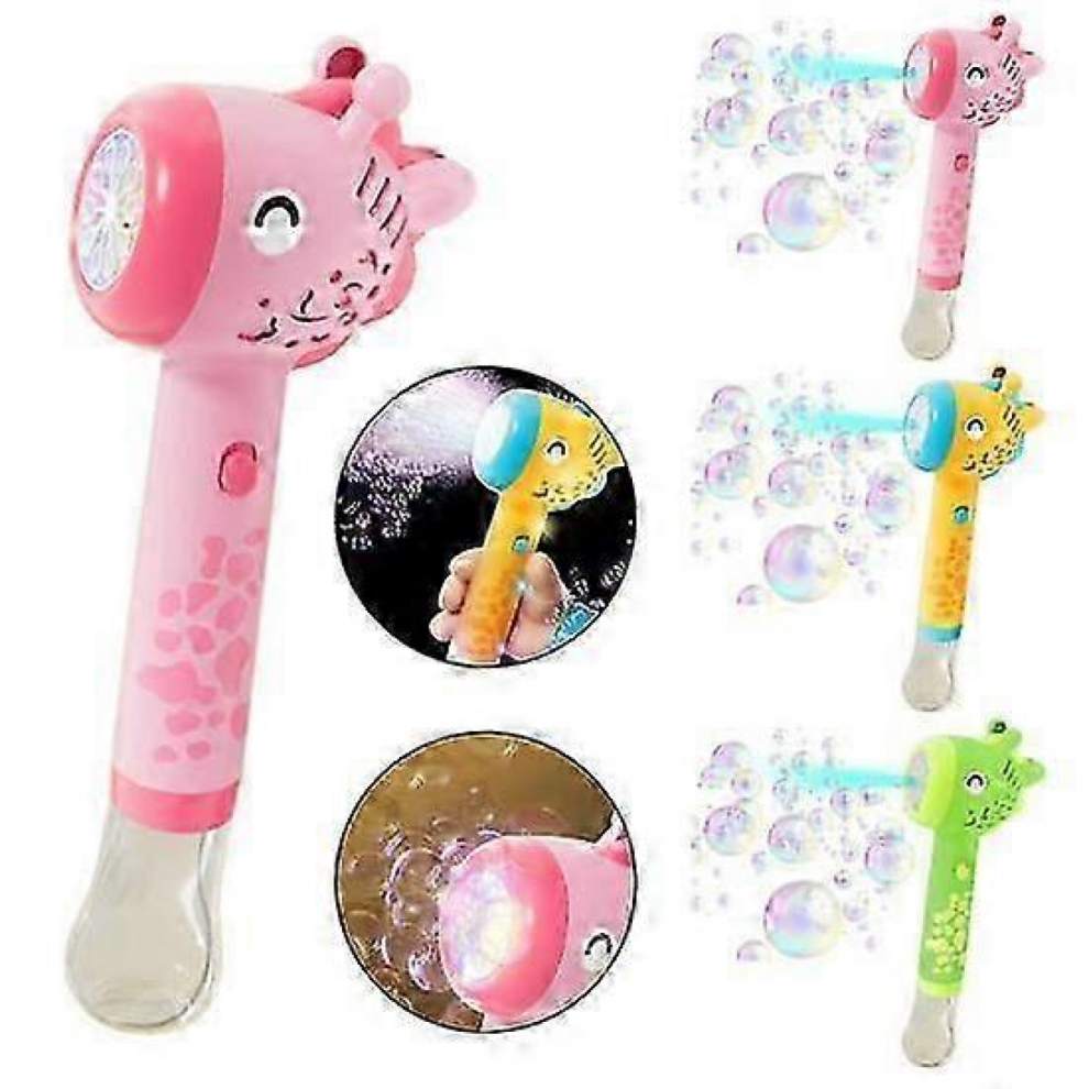 Electric Giraffe Bubble Wand With 10-Hole Automatic Blower Toy For Kids Green/Light 7057162594239