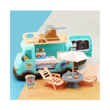 Ensemble Maison de Poupée avec Chariot à Glaces en Plastique pour Éveil des Tout-Petits