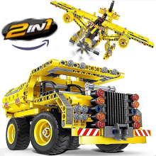 Bauspielzeug für Jungen 8-12 Jahre: 2-in-1 Muldenkipper oder Flugzeug (361 Teile) – Lernspielzeug & Geschenk