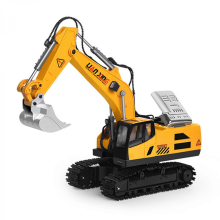 Escavatore telecomandato multicolore con pala in metallo, giocattolo costruttivo per bambini 3-8 anni, regalo compleanno