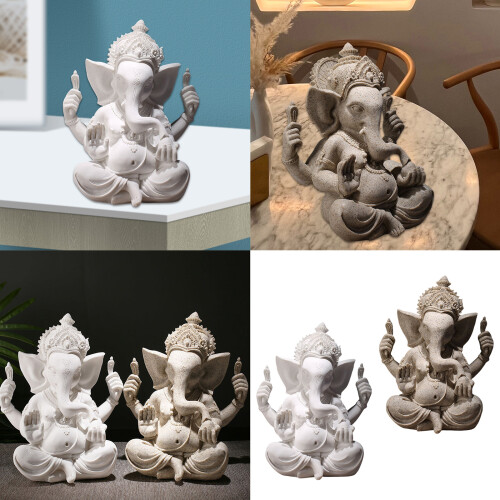 Decorative Sandstone Ganeshas Elephant Sculpture-White Sand 2