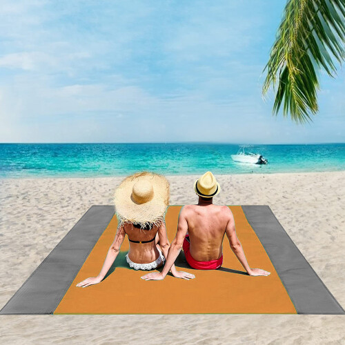 Couverture de plage surdimensionnée, 211 cm  198 cm, double ancrage, séchage rapide, anti-sable et résistante à l'eau, usage multiple, 2
