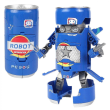 Blue Transformator Robot Toy, Soda Can Deformed Robot Action Figure Gift for Kids Boys