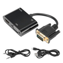 Prevodník HDMI na VGA s podporou zvuku, digitálna konverzia, inteligentný čip, stabilita signálu, externý grafický adaptér pre Windows Mac,
