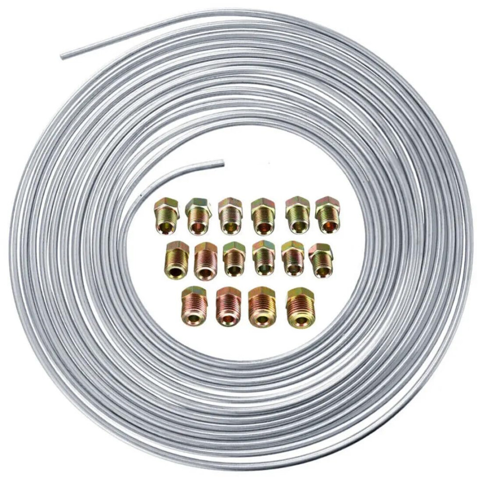 Copper Brake Fuel Pipe Hose Line Coated Steel Tubing 25 Ft Roll 3/16 Metric Fittings Copper Nickel Hose 9365049235914